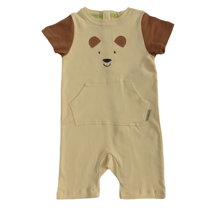 Strip-Proof Toddler Bear Romper with a Back Zipper in Yellow/Brown