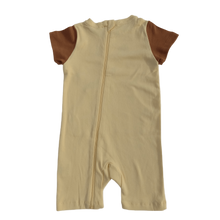 Strip-Proof Toddler Bear Romper with a Back Zipper in Yellow/Brown