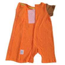 Strip-Proof Toddler Bear Romper with a Back Zipper in Orange/Brown
