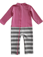 One Piece Strip-Proof Toddler Romper in Pink/Gray