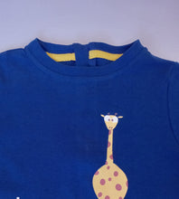 Strip-Proof One-Piece Giraffe Romper with a Back Zipper in Blue/White