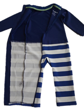 Strip Proof One-Piece Toddler Romper With a Back Zipper in Blue/White