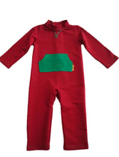 Strip-Proof Toddler Romper with a Back Zipper in Red/Green