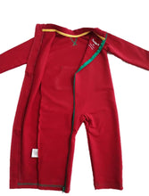 Strip-Proof Toddler Romper with a Back Zipper in Red/Green