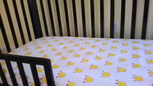 Fitted Crib Sheet with Ties white with yellow crowns