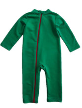 Strip-Proof Toddler Romper with a Back Zipper in Green/Red