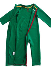 Strip-Proof Toddler Romper with a Back Zipper in Green/Red