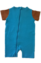 Strip-Proof Toddler Bear Romper with a Back Zipper in Blue/Brown