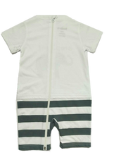 One Piece Strip-Proof Toddler Elephant Romper in White/Gray