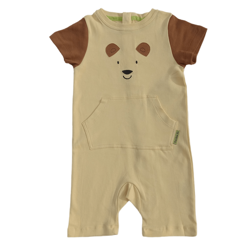 Strip-Proof Toddler Bear Romper with a Back Zipper in Yellow/Brown