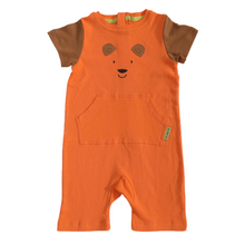 Strip-Proof Toddler Bear Romper with a Back Zipper in Orange/Brown