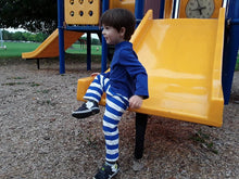 3 Strip-Proof One-Piece Giraffe Romper with a Back Zipper in Blue, White and Navy