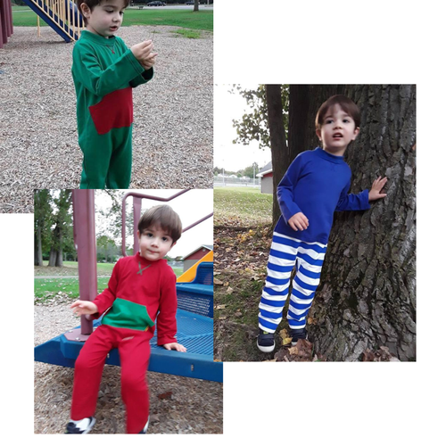 3 Strip Proof One-Piece Toddler Romper With a Back Zipper in Blue, Green and Red