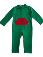 Strip-Proof Toddler Romper with a Back Zipper in Green/Red
