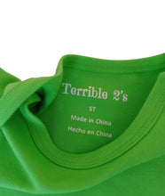 Green toddler body suit in sizes 2T, 3T, 4T  and 5T