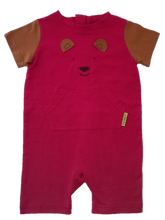 No-Strip Sensory Friendly Toddler Bear Romper in Pink/Brown