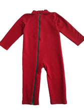 Strip-Proof Toddler Romper with a Back Zipper in Red/Green