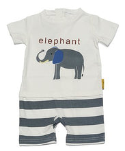 One Piece Strip-Proof Toddler Elephant Romper in White/Gray